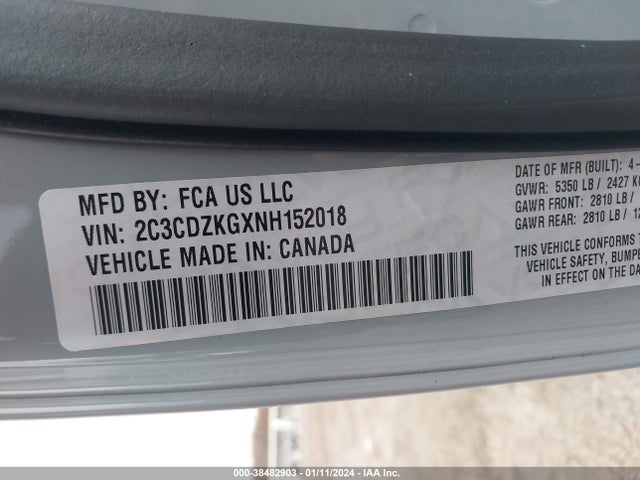 Dodge Challenger Gt Awd 2022 2C3CDZKGXNH152018 Image 9
