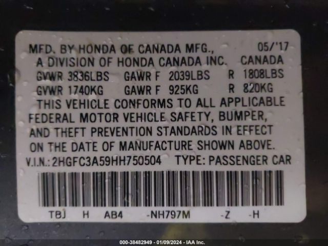 2HGFC3A59HH750504 Honda CIVIC SI