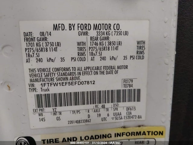 Ford F-150 Xlt 2014 1FTFW1EF5EFD07812 Image 9