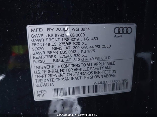 WA1LGAFE8FD007856 Audi Q7 3.0t Premium