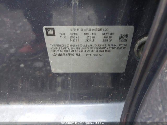 Chevrolet Malibu 1ls 2014 1G11B5SL4EF161757 Image 9