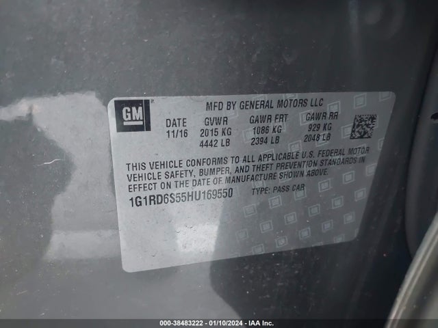 Chevrolet Volt Premier 2017 1G1RD6S55HU169550 Image 9