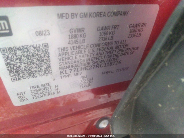 Chevrolet TRAX 1LT 2024 KL77LHE27RC118716 Image 9