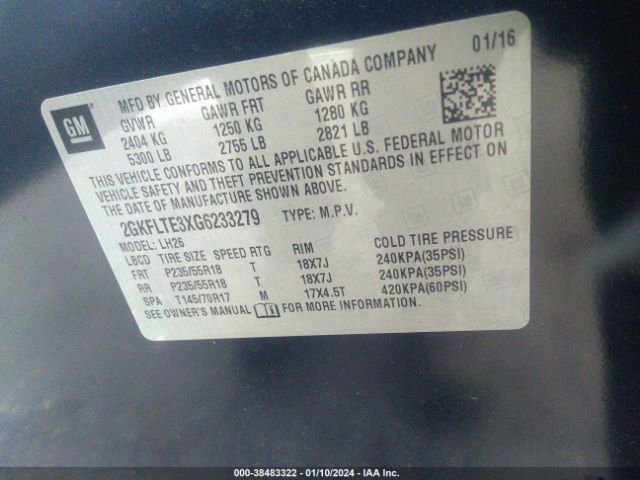 2GKFLTE3XG6233279 GMC Terrain Sle-2