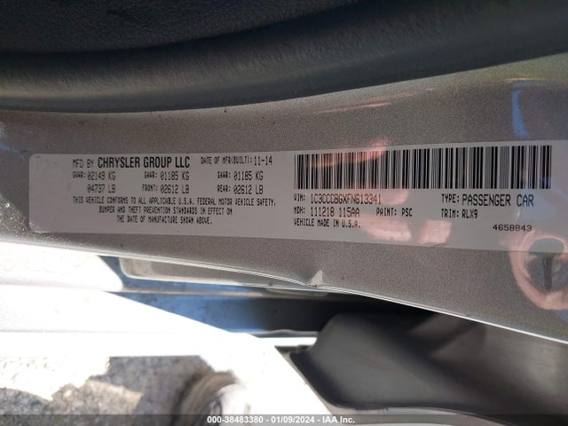 Chrysler 200 S 2015 1C3CCCBGXFN613341 Image 9