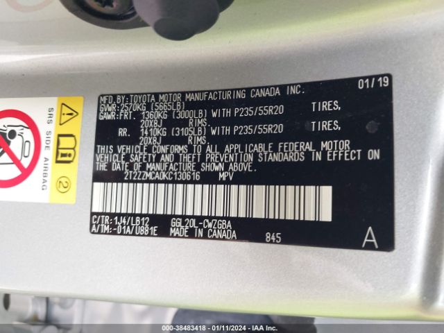 2019 LEXUS RX 350 2T2ZZMCA0KC130616 Photo 8