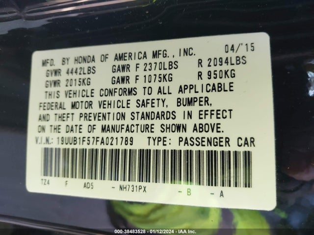 Acura TLX TECH 2015 19UUB1F57FA021789 Image 9