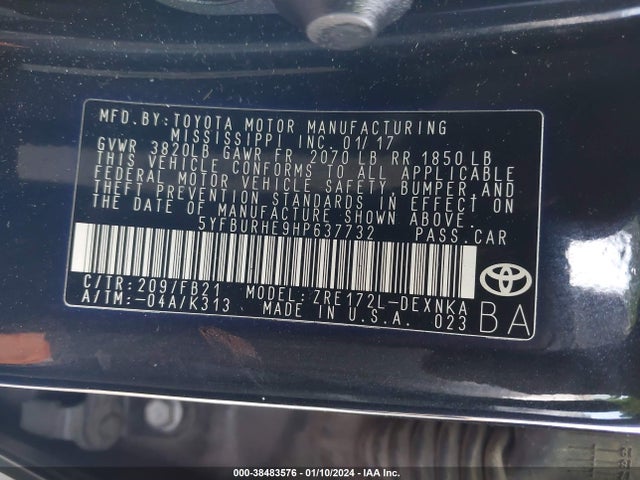 Toyota COROLLA LE 2017 5YFBURHE9HP637732 Image 9
