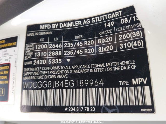 2014 MERCEDES-BENZ GLK 350 4MATIC VIN: WDCGG8JB4EG189964