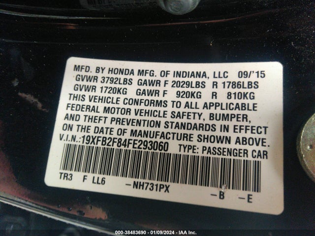 Honda CIVIC EX 2015 19XFB2F84FE293060 Image 9