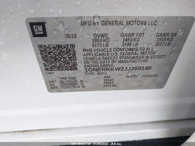 Chevrolet Traverse Premier 2018 1GNERKKW2JJ269189 Image 9