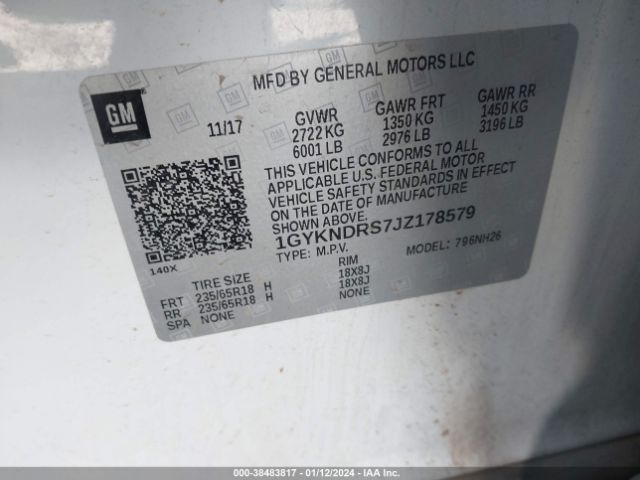 1GYKNDRS7JZ178579 Cadillac XT5 LUXURY