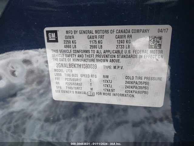 Chevrolet EQUINOX LS 2017 2GNALBEK7H1593039 Image 9