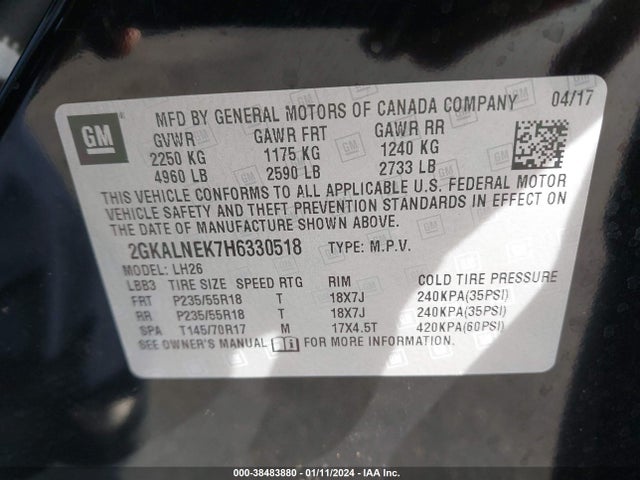 GMC Terrain Sle-2 2017 2GKALNEK7H6330518 Image 9