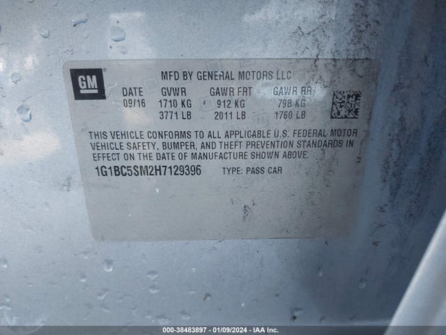 Chevrolet Cruze Ls Auto 2017 1G1BC5SM2H7129396 Image 9