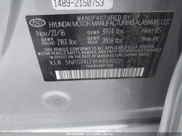 Hyundai ELANTRA SE 2017 5NPD74LF8HH164079 Image 9