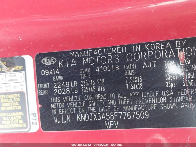 KIA Soul ! 2015 KNDJX3A58F7767509 Image 9