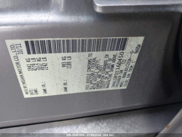 2012 NISSAN ALTIMA 2.5 S VIN: 1N4AL2AP1CC160450