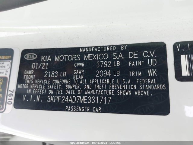 KIA Forte Lxs 2021 3KPF24AD7ME331717 Image 9