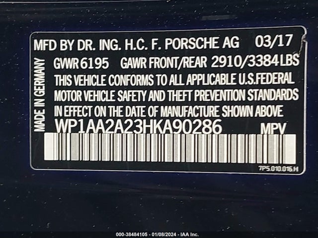 2017 PORSCHE CAYENNE WP1AA2A23HKA90286 Photo 8