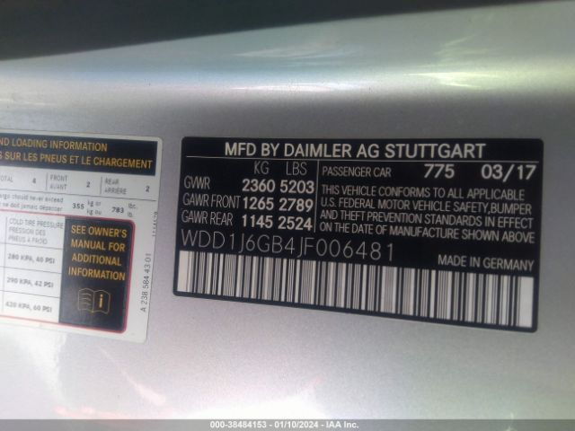 WDD1J6GB4JF006481 Mercedes-Benz E 400 4matic