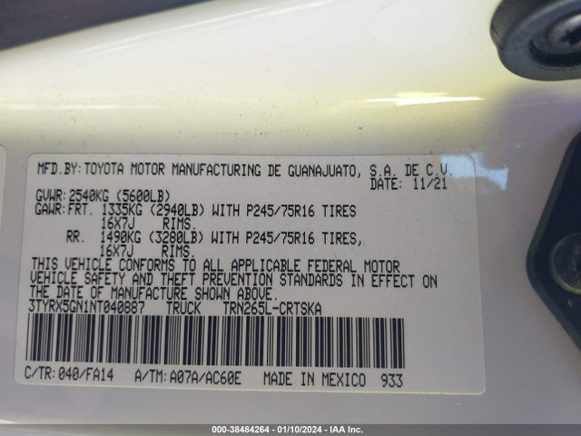 Toyota Tacoma Sr 2022 3TYRX5GN1NT040887 Image 9