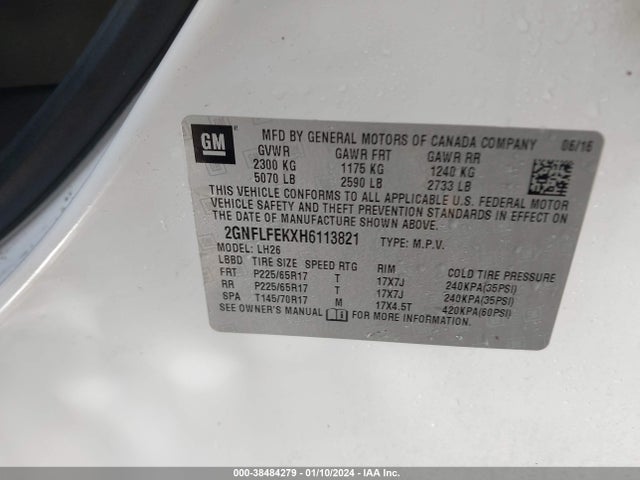 Chevrolet EQUINOX LT 2017 2GNFLFEKXH6113821 Image 9
