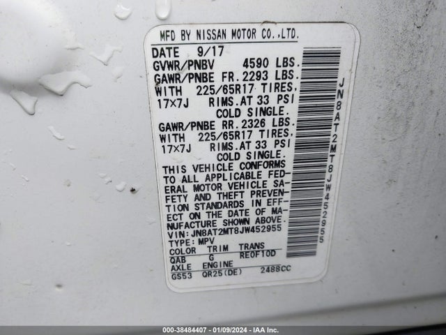 Nissan ROGUE SV 2018 JN8AT2MT8JW452955 Image 9