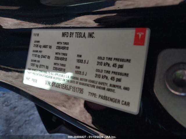 5YJ3E1EA5JF151795 Tesla MODEL 3
