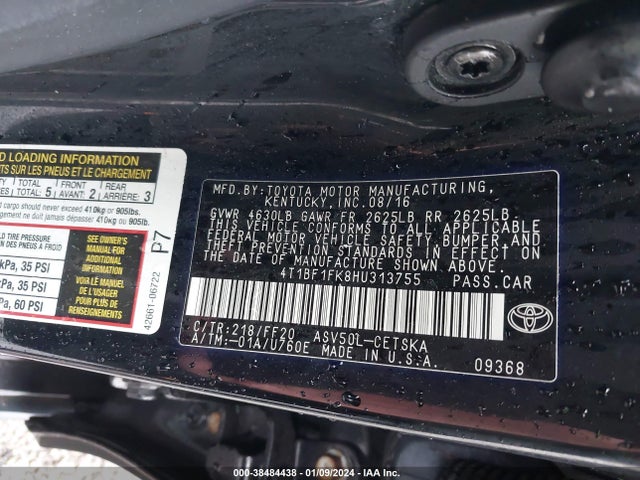 Toyota CAMRY SE 2017 4T1BF1FK8HU313755 Image 9