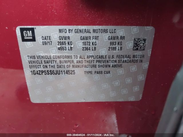 1G4ZP5SS6JU114525 Buick Lacrosse Essence