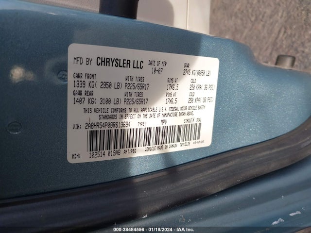 2008 CHRYSLER TOWN & COUNTRY TOURING VIN: 2A8HR54P08R613694