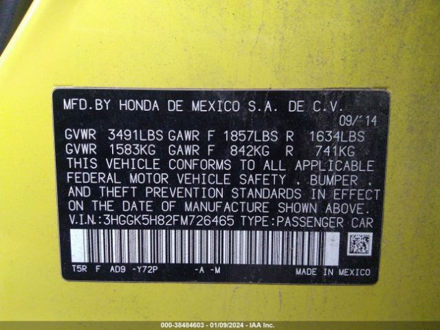 3HGGK5H82FM726465 Honda Fit Ex/ex-l