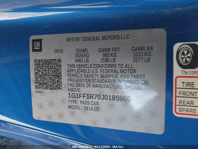 Chevrolet Camaro 1ss 2018 1G1FF1R70J0185966 Image 9