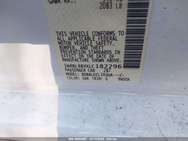 Nissan Altima S Fwd 2020 1N4BL4BVXLC182296 Image 9