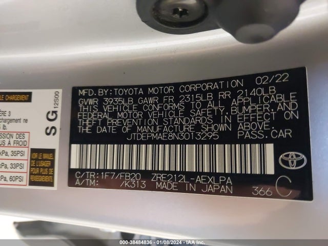 Toyota COROLLA LE 2022 JTDEPMAE8N3013295 Image 9
