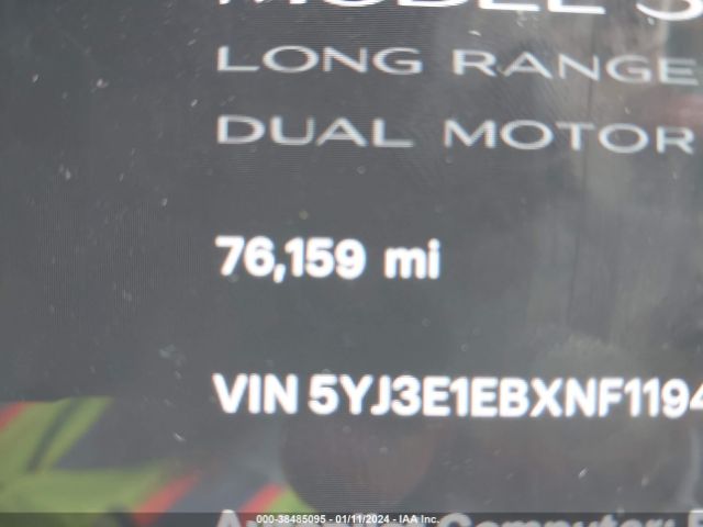 5YJ3E1EBXNF119441 Tesla Model 3 Long Range Dual Motor All-wheel Drive