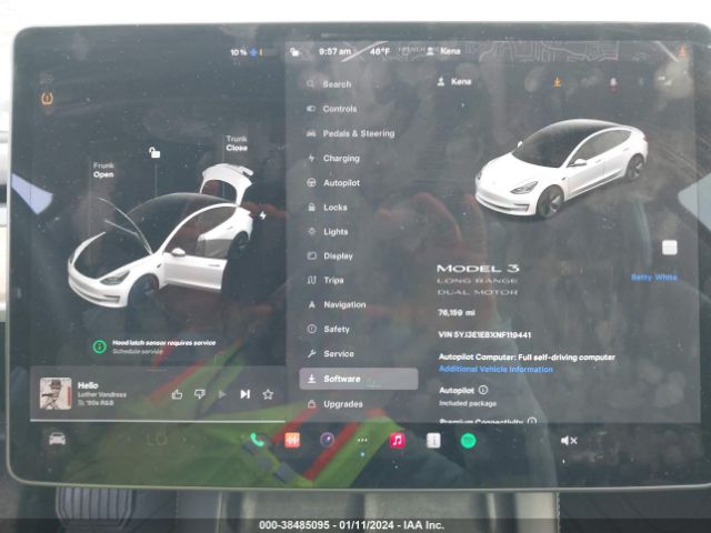 5YJ3E1EBXNF119441 Tesla Model 3 Long Range Dual Motor All-wheel Drive