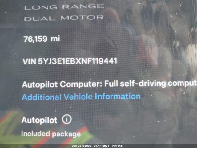 5YJ3E1EBXNF119441 Tesla Model 3 Long Range Dual Motor All-wheel Drive