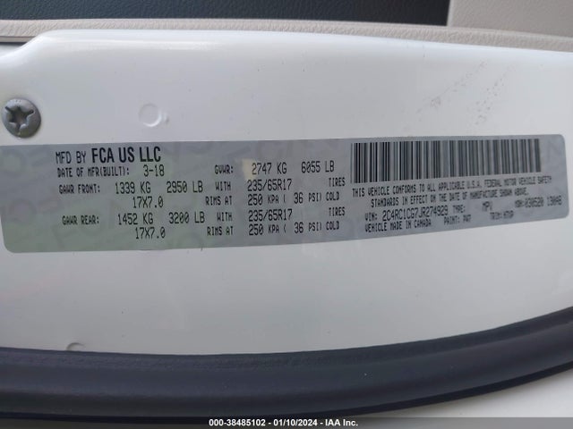 Chrysler Pacifica Lx 2018 2C4RC1CG7JR274929 Image 9