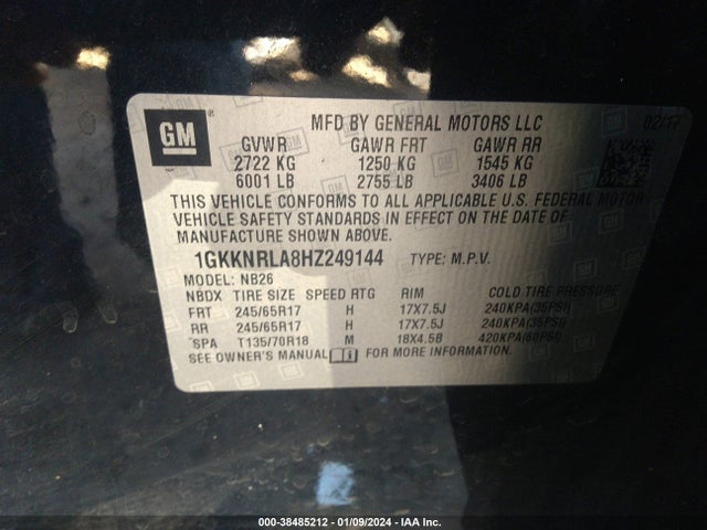GMC Acadia Sle-1 2017 1GKKNRLA8HZ249144 Image 9