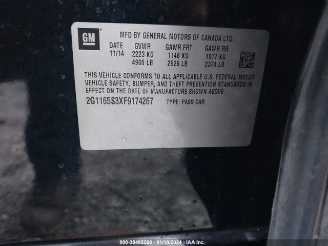 Chevrolet IMPALA 2LZ 2015 2G1165S3XF9174267 Image 9