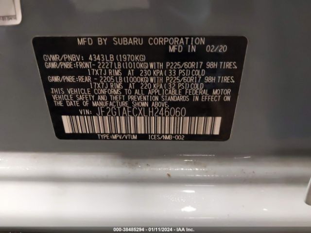 JF2GTAECXLH246060 Subaru Crosstrek Premium