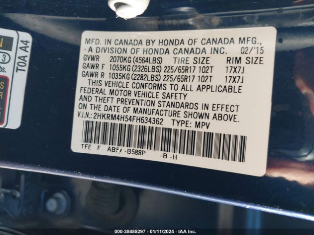2HKRM4H54FH634362 Honda CR-V EX
