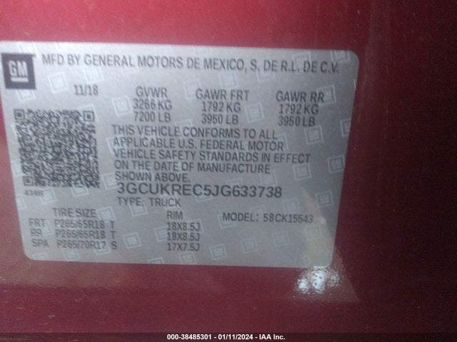 Chevrolet Silverado 1500 2lt 2018 3GCUKREC5JG633738 Image 9