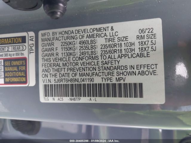 2022 HONDA CR-V 5J6RT6H89NL041190 Photo 8