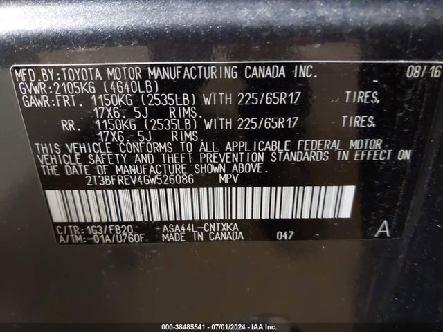 Toyota RAV4 LE 2016 2T3BFREV4GW526086 Image 9