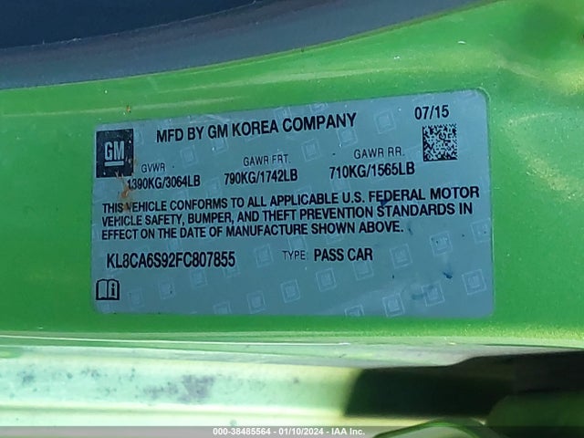 Chevrolet Spark Ls Manual 2015 KL8CA6S92FC807855 Image 9