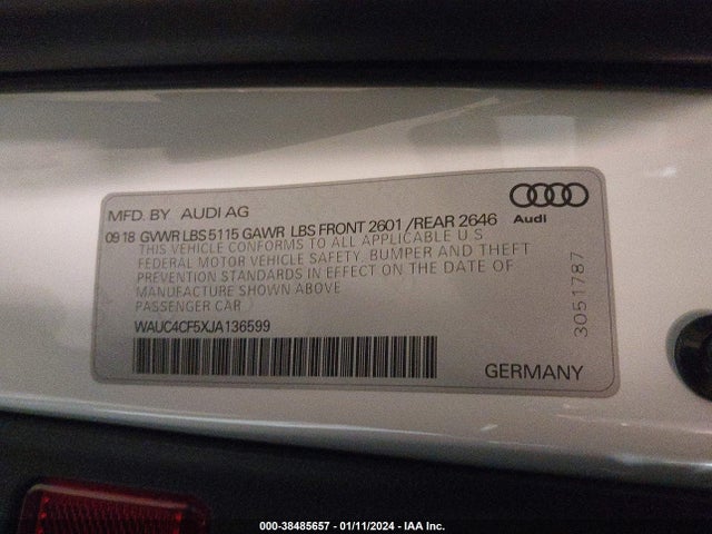 WAUC4CF5XJA136599 Audi S5 3.0t Premium Plus