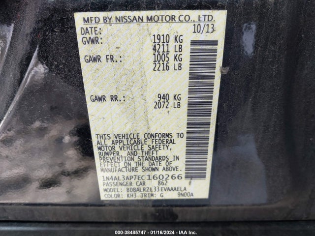 Nissan Altima 2.5 S 2014 1N4AL3AP7EC160266 Image 9